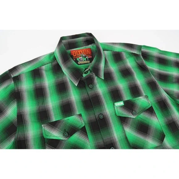 Dixxon Flannel O'Malley Irish Shirt Mens Large Green Plaid Short Sleeve St Paddy - Picture 1 of 11